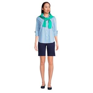 Lands’ End Navy Flex High Rise 10" Shorts Size L (14/16)